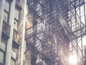 Fire escape on an old building in USA